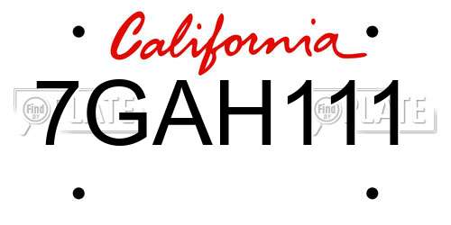 7GAH111 California License Plate