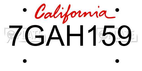7GAH159 California License Plate