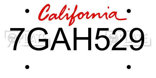 7GAH529 California License Plate