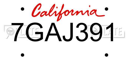 7GAJ391 California License Plate