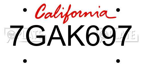 7GAK697 California License Plate