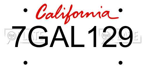 7GAL129 California License Plate