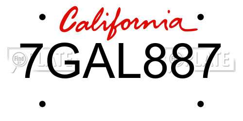 7GAL887 California License Plate
