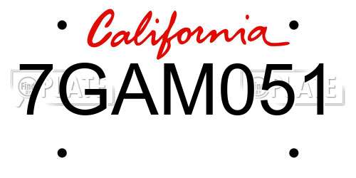 7GAM051 California License Plate