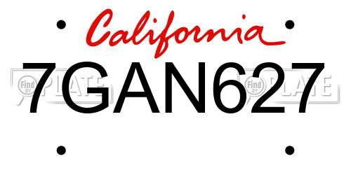 7GAN627 California License Plate