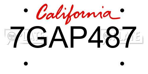 7GAP487 California License Plate