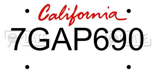 7GAP690 California License Plate