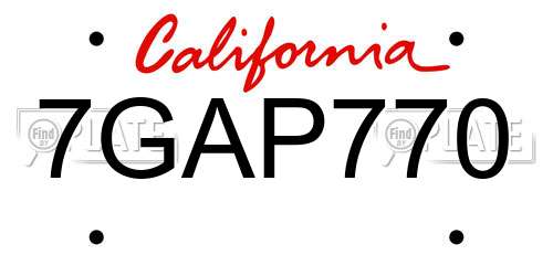 7GAP770 California License Plate