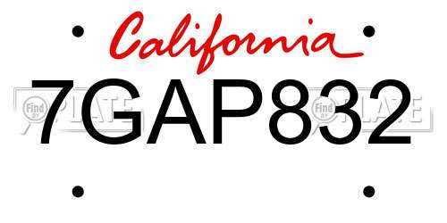7GAP832 California License Plate
