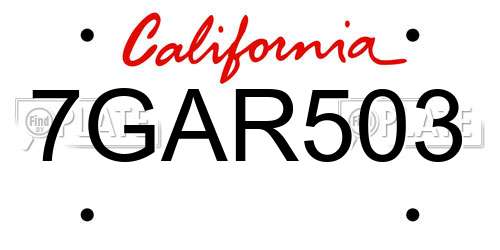 7GAR503 California License Plate