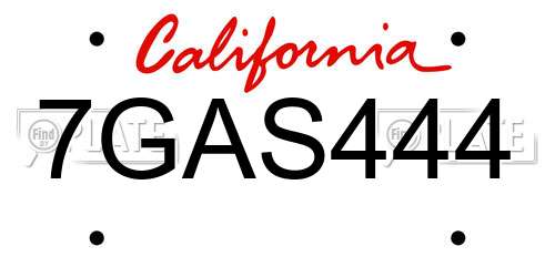 7GAS444 California License Plate