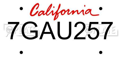 7GAU257 California License Plate