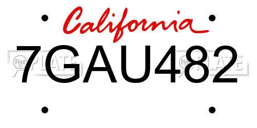 7GAU482 California License Plate