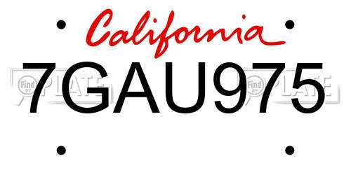 7GAU975 California License Plate