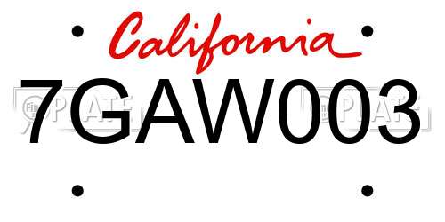 7GAW003 California License Plate