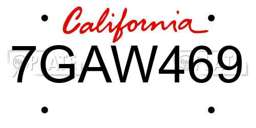 7GAW469 California License Plate