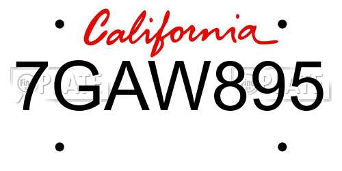7GAW895 California License Plate