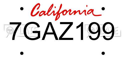 7GAZ199 California License Plate