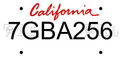 7GBA256 California License Plate