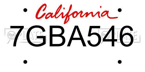 7GBA546 California License Plate