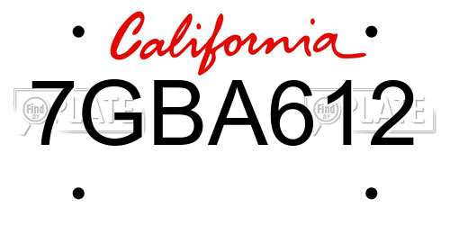 7GBA612 California License Plate