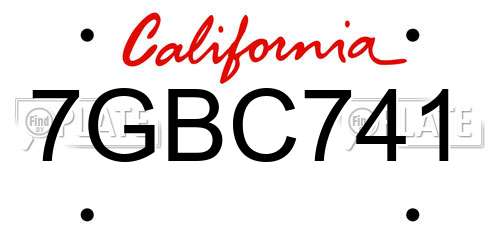 7GBC741 California License Plate