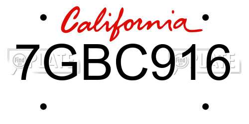 7GBC916 California License Plate