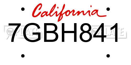 7GBH841 California License Plate