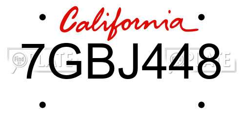 7GBJ448 California License Plate