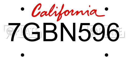7GBN596 California License Plate