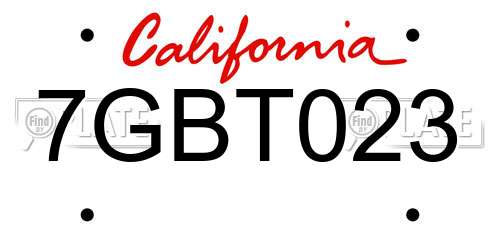 7GBT023 California License Plate