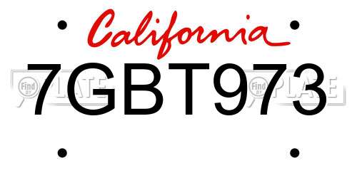 7GBT973 California License Plate