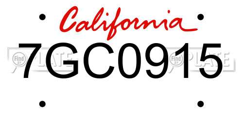 7GC0915 California License Plate
