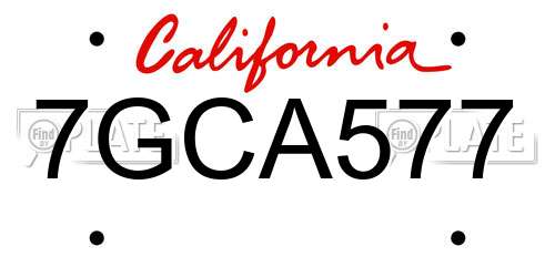 7GCA577 California License Plate