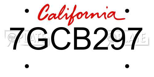 7GCB297 California License Plate
