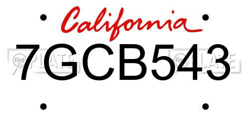 7GCB543 California License Plate