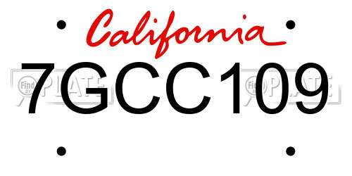 7GCC109 California License Plate