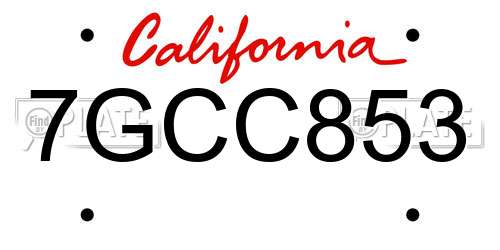 7GCC853 California License Plate