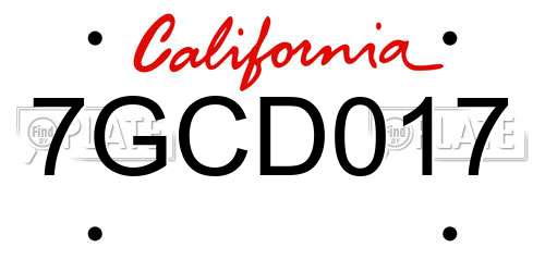 7GCD017 California License Plate