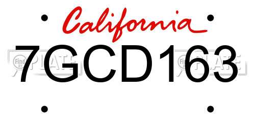 7GCD163 California License Plate