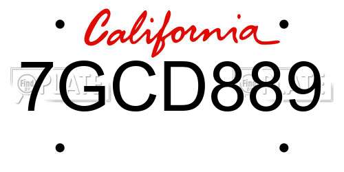 7GCD889 California License Plate