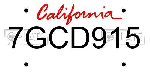 7GCD915 California License Plate