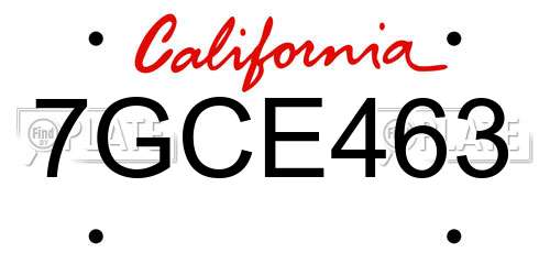7GCE463 California License Plate
