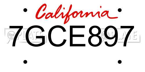 7GCE897 California License Plate