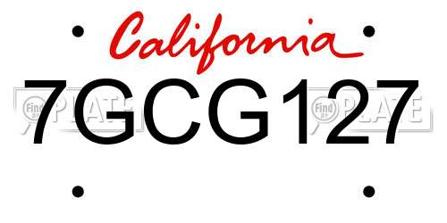 7GCG127 California License Plate
