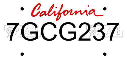 7GCG237 California License Plate