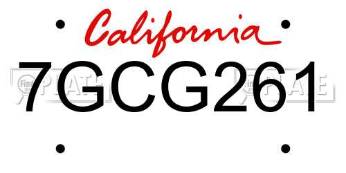 7GCG261 California License Plate