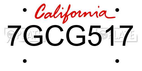 7GCG517 California License Plate