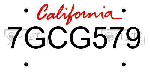 7GCG579 California License Plate