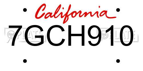 7GCH910 California License Plate